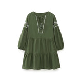 Spring Women Clothing Polo Collar Laminated Decoration Mini Dress Short Dress Women  Jumpsuit