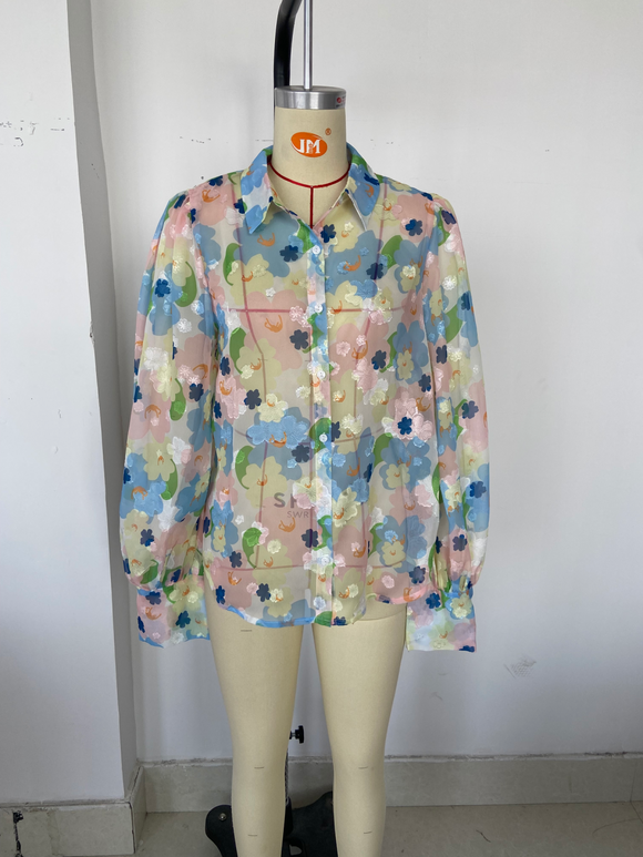 Retro Colorful  Shirt Top for Women Summer  Shirt