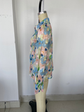 Retro Colorful  Shirt Top for Women Summer  Shirt