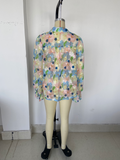 Retro Colorful  Shirt Top for Women Summer  Shirt