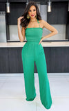 Lace up Fashionable Bandeau Sexy Backless Elastic Waist Loose Straight Jumpsuit