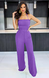 Lace up Fashionable Bandeau Sexy Backless Elastic Waist Loose Straight Jumpsuit