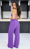 Lace up Fashionable Bandeau Sexy Backless Elastic Waist Loose Straight Jumpsuit