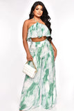 Backless Sexy Halter Tube Top Loose Printed Trousers Two Piece Set
