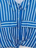 Summer Wind Women  Long Sleeve Bow Tie Striped Shirt