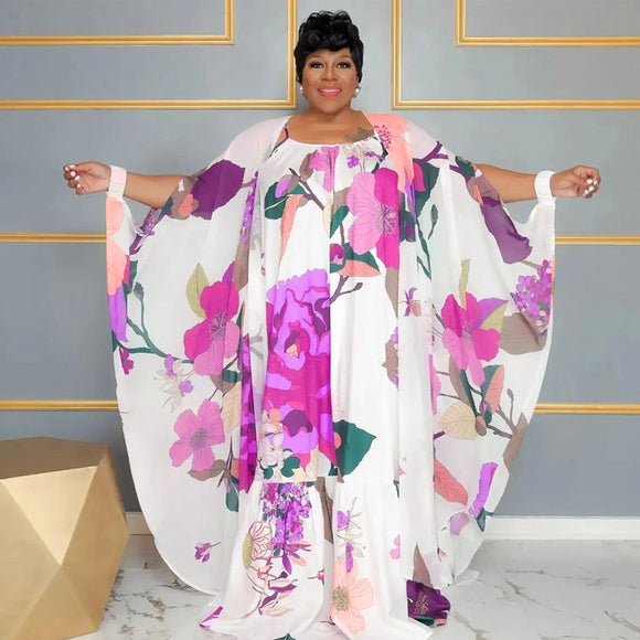 Plus Size Women Clothes Trendy Printed All Matching Sun Protection Cloak Fashionable Loose Chiffon Shirt