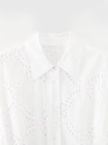 Women  Embroidered Maxi Dress Spring Summer Blouse Collar Dress  with Belt