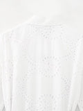 Women  Embroidered Maxi Dress Spring Summer Blouse Collar Dress  with Belt