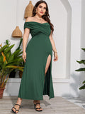 Plus Size Women Evening Dress Long Slit High Waist Slim And Elegant Sexy And Spicy Girl Long Style