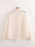 Spring Women Long Sleeve Translucent Stitching Shirt
