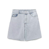 Summer High Waist Straight Long Denim Shorts Casual Denim Shorts Shorts