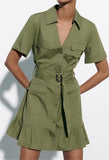 Spring Women Clothing Simple Graceful Waistband Poplin Dress