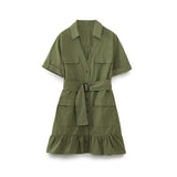 Spring Women Clothing Simple Graceful Waistband Poplin Dress