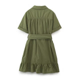 Spring Women Clothing Simple Graceful Waistband Poplin Dress