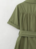 Spring Women Clothing Simple Graceful Waistband Poplin Dress
