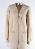 Autumn Winter Women Clothing Knitted Solid Color Pocket Mid Length Sweater Coat