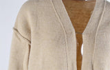 Autumn Winter Women Clothing Knitted Solid Color Pocket Mid Length Sweater Coat