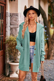 Autumn Winter Women Clothing Solid Color Polo Collar Cardigan with Pockets Three Buttons Mid-Length Coat