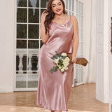Plus Size Pajamas Women Fashionable Breathable Casual Pajamas Long Artificial Silk Sexy Sling Nightdress