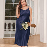 Plus Size Pajamas Women Fashionable Breathable Casual Pajamas Long Artificial Silk Sexy Sling Nightdress