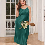Plus Size Pajamas Women Fashionable Breathable Casual Pajamas Long Artificial Silk Sexy Sling Nightdress