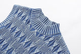 Women Washed Distressed Effect Short Knitted Sweater Vest Jacket Top