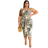 Plus Size Skinny Sheath Suit Vest Two-Piece Overskirt Suit