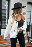 Women Clothing Sweater plus Size Color Matching Pocket Coat V neck Sweater Women