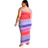 Plus Size Women Leopard Print Sling Mid-Length Dress Set Skinny Sheath Sexy Two-Piece Suit