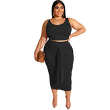 Plus Size Skinny Sheath Sexy Lace-up Casual Suit Women Two-Piece Suit