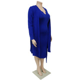 Plus Size Women Clothing Casual Long Sleeve Tube Top Dress Two Piece Set