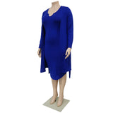 Plus Size Women Clothing Casual Long Sleeve Tube Top Dress Two Piece Set
