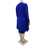 Plus Size Women Clothing Casual Long Sleeve Tube Top Dress Two Piece Set