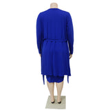 Plus Size Women Clothing Casual Long Sleeve Tube Top Dress Two Piece Set