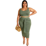 Plus Size Skinny Sheath Sexy Lace-up Casual Suit Women Two-Piece Suit