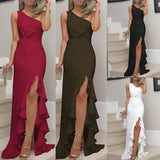 Split Ruffled Large Swing Evening Dress Plus size