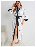 Plus Size Sexy Cartoon Printed Nightgown Spring Autumn Lace Up Nightgown Women Casual Homewear