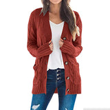 Autumn Winter Women Clothing Casual Cardigan Coat Solid Color Twist Button Cardigan Sweater Women