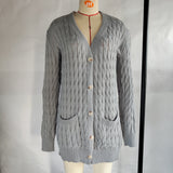 Autumn Winter Women Clothing Casual Cardigan Coat Solid Color Twist Button Cardigan Sweater Women