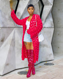 Women Clothes Autumn Winter Knitting Hand Crochet Hollow Out Cutout Long Cardigan Sweater