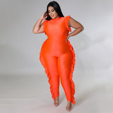 Plus Size Women Clothing Sexy Sleeveless Solid Color Stringy Selvedge Overalls