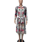 Women Clothing  Long Sleeve Printed Shirt Dress