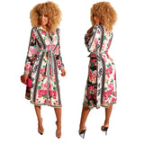 Women Clothing  Long Sleeve Printed Shirt Dress