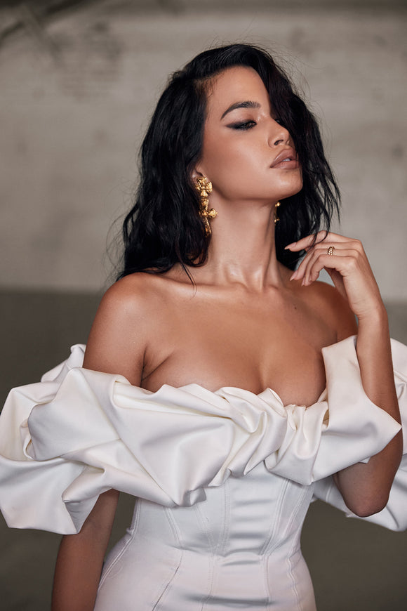Solid Color Tube-Top off-the-Shoulder Slim Dress