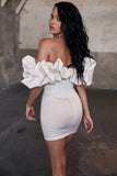 Solid Color Tube-Top off-the-Shoulder Slim Dress