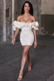 Solid Color Tube-Top off-the-Shoulder Slim Dress