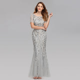 Plus Size Evening Dress  Version Sequin Mesh Fishtail Slim Fit Sexy Women Clothing