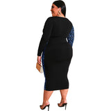 Plus Size Leopard Print Multicolor Printing Deep V Plunge Plunge Sheath Tight with Belt Long Women Dress
