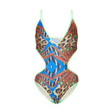 Plus Size Printed One-Piece Swimsuit Female Sexy Retro Pattern   Swimsuit