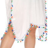 Plus Size Plus Size Women Clothing Irregular Asymmetric Hand Crocheting Stitching Multicolored Tassel Deep V Plunge Plunge Sexy Loose Beach Cover-up Backless Dress